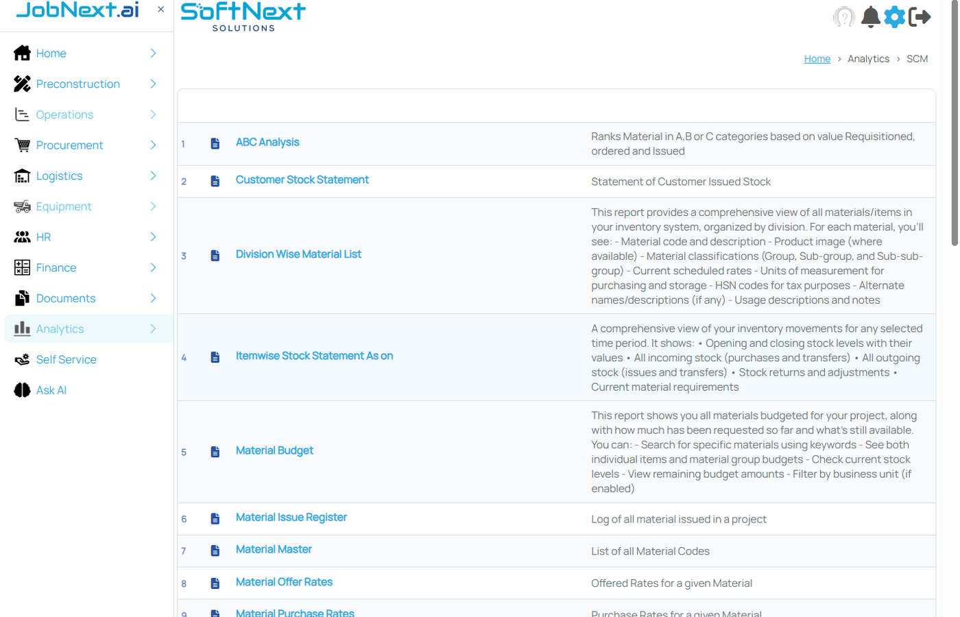 SCM Analytics & Reporting