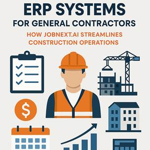 Construction project dashboard showing integrated ERP modules for general contractors