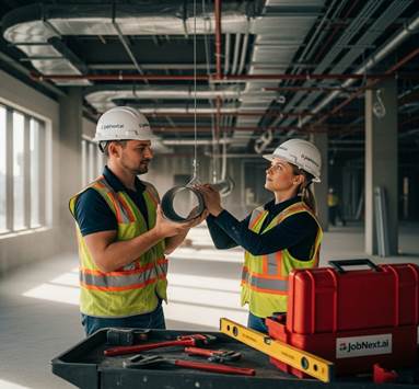 MEP contractor using digital tools for project coordination on a building site