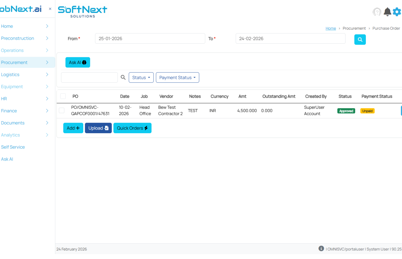 Purchase Orders & Work Orders